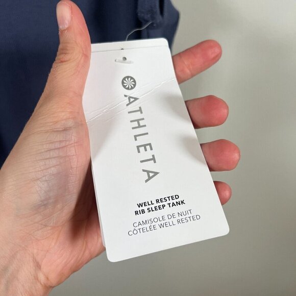 Athleta Well Rested Sleeveless Ribbed Sleep Tank Top Size Medium Blue Soft - Picture 4 of 10